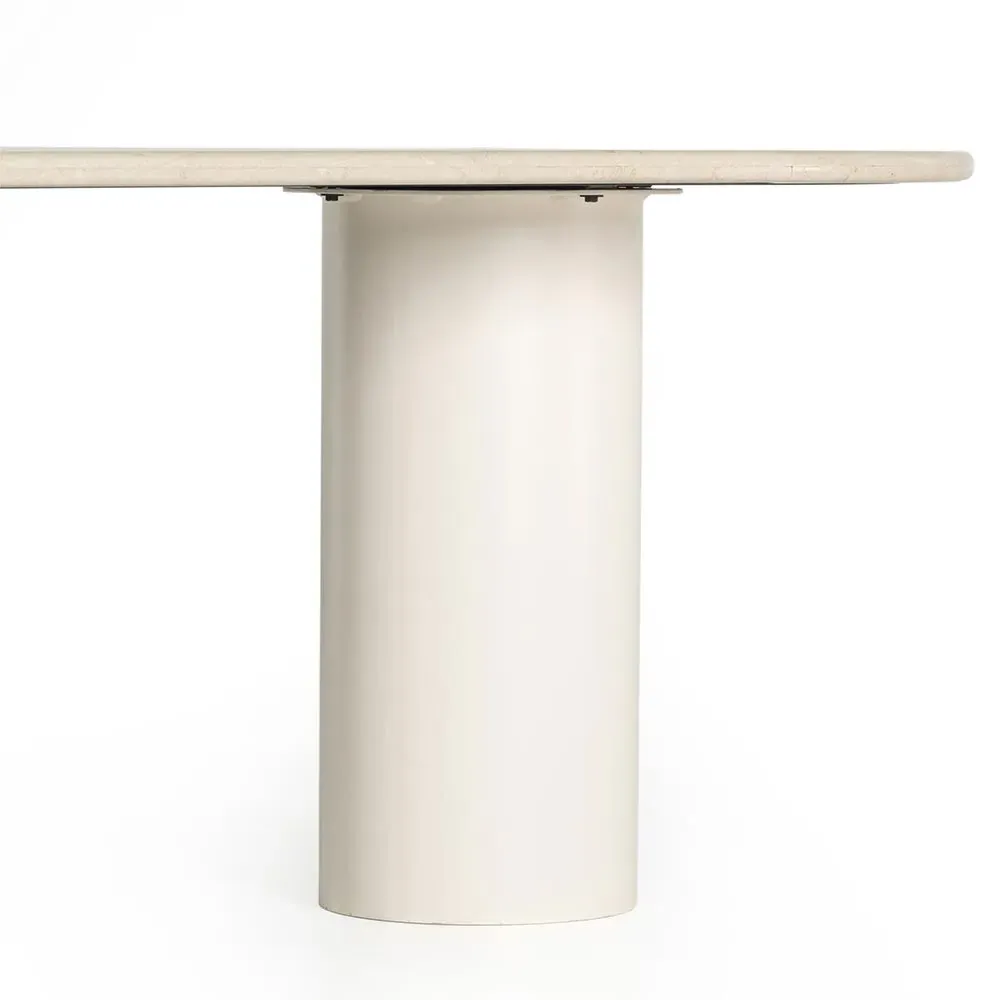 Gary Oval Dining Table - Cream, Marble