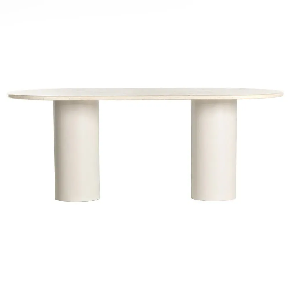 Gary Oval Dining Table - Cream, Marble