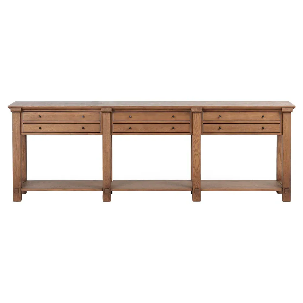 Gavin Rectangular Console Table - Brown, Oak