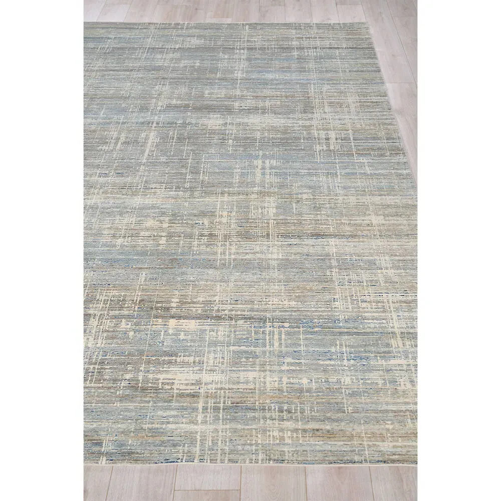 Geline Linear Patterned Rug - Light Blue, Acrylic