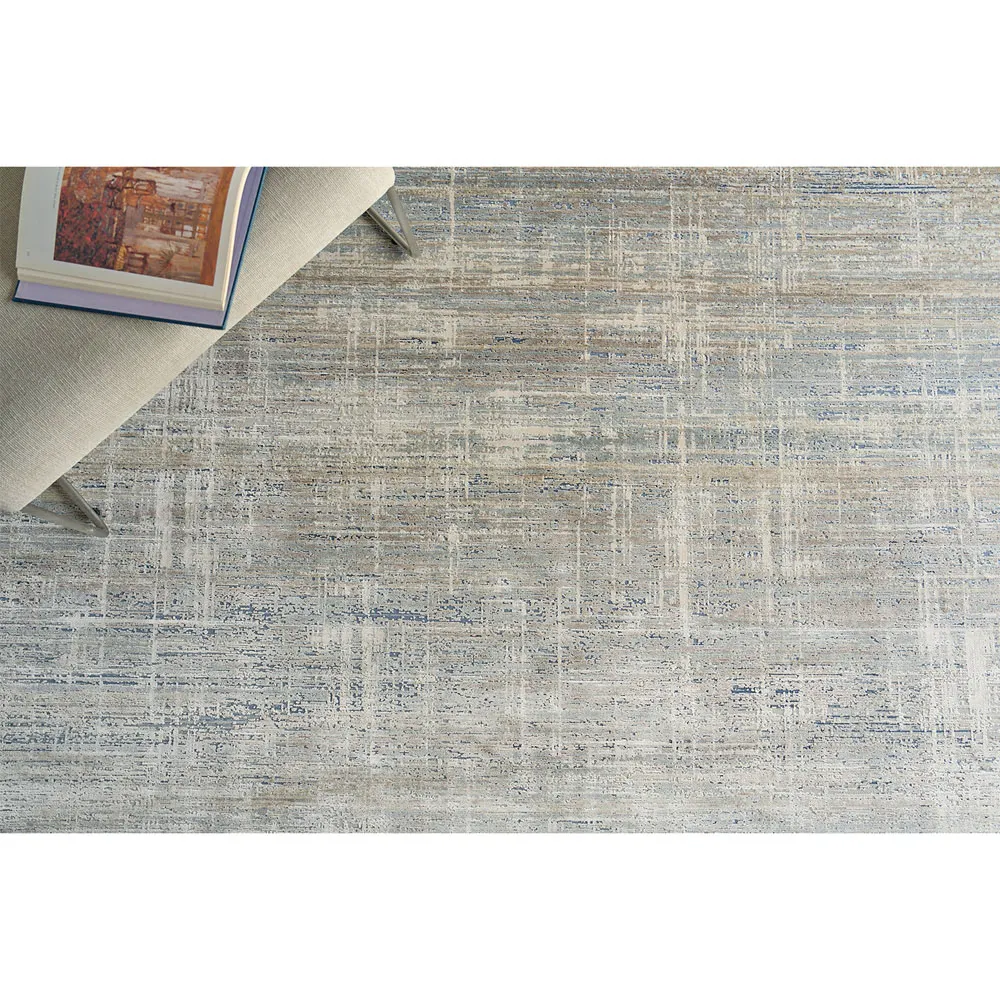 Geline Linear Patterned Rug - Light Blue, Acrylic
