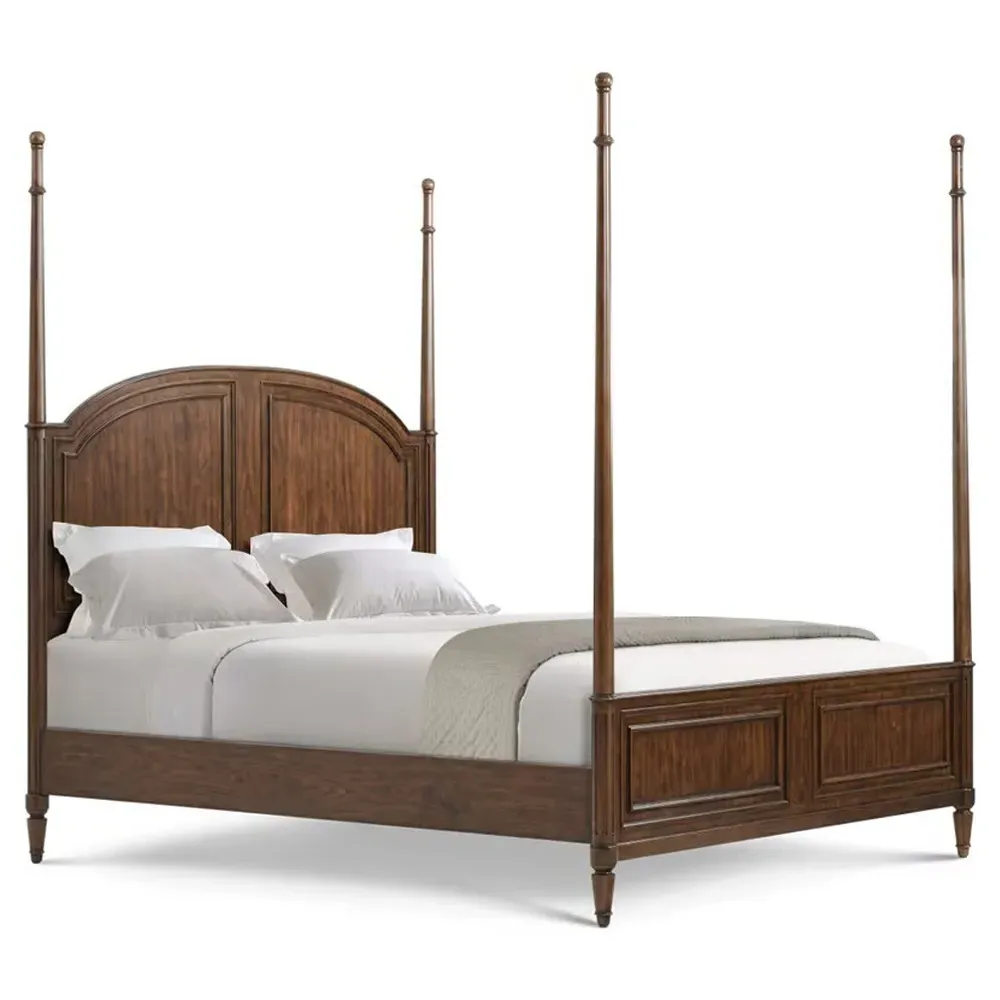 Gemma Cal King Four Poster Bed - Distressed Brown, Walnut