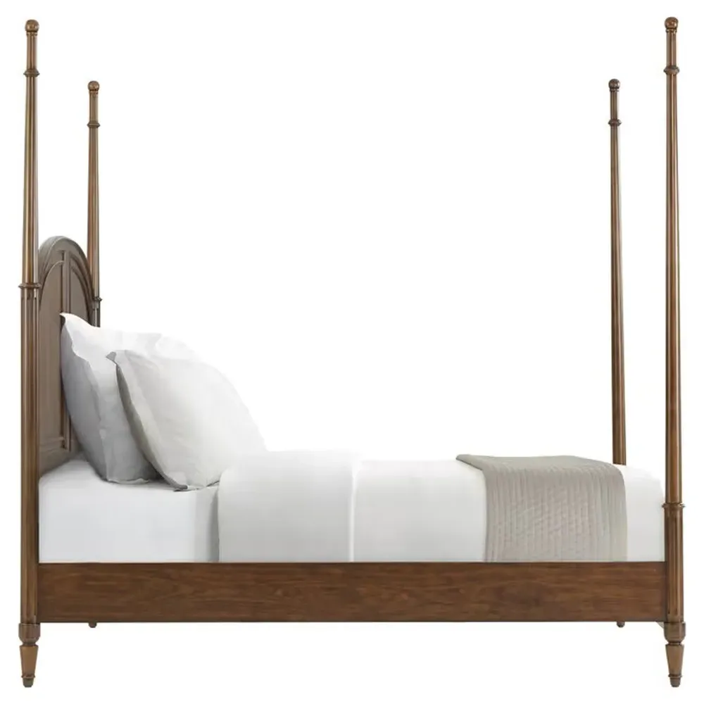 Gemma Cal King Four Poster Bed - Distressed Brown, Walnut