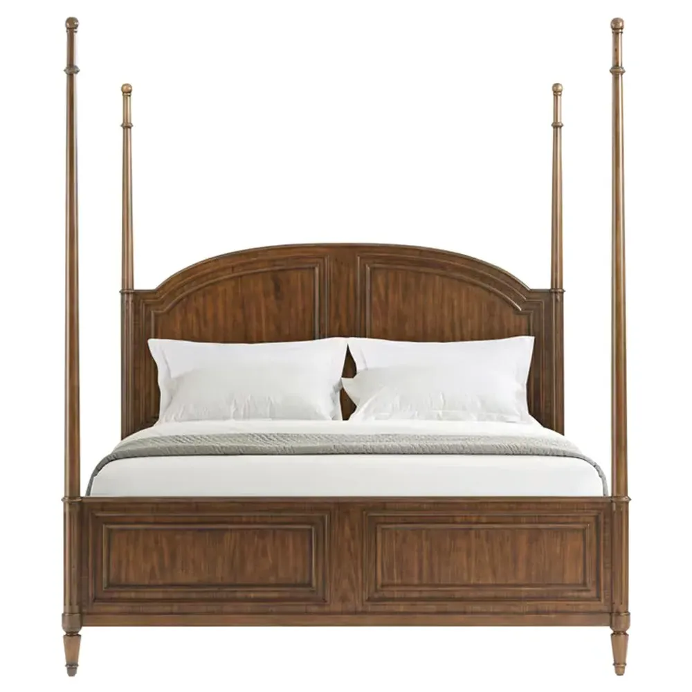 Gemma Cal King Four Poster Bed - Distressed Brown, Walnut