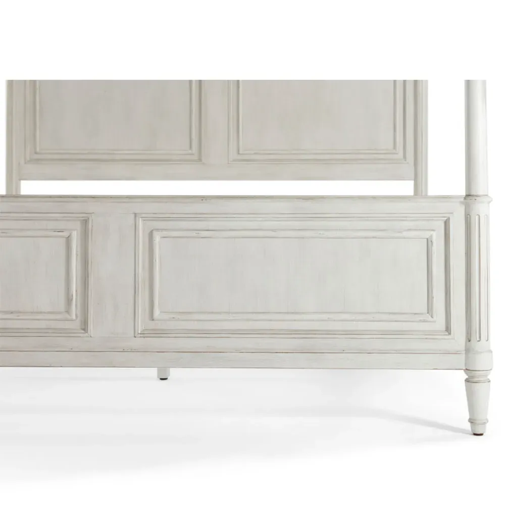 Gemma California King Poster Bed - Distressed White, Maple