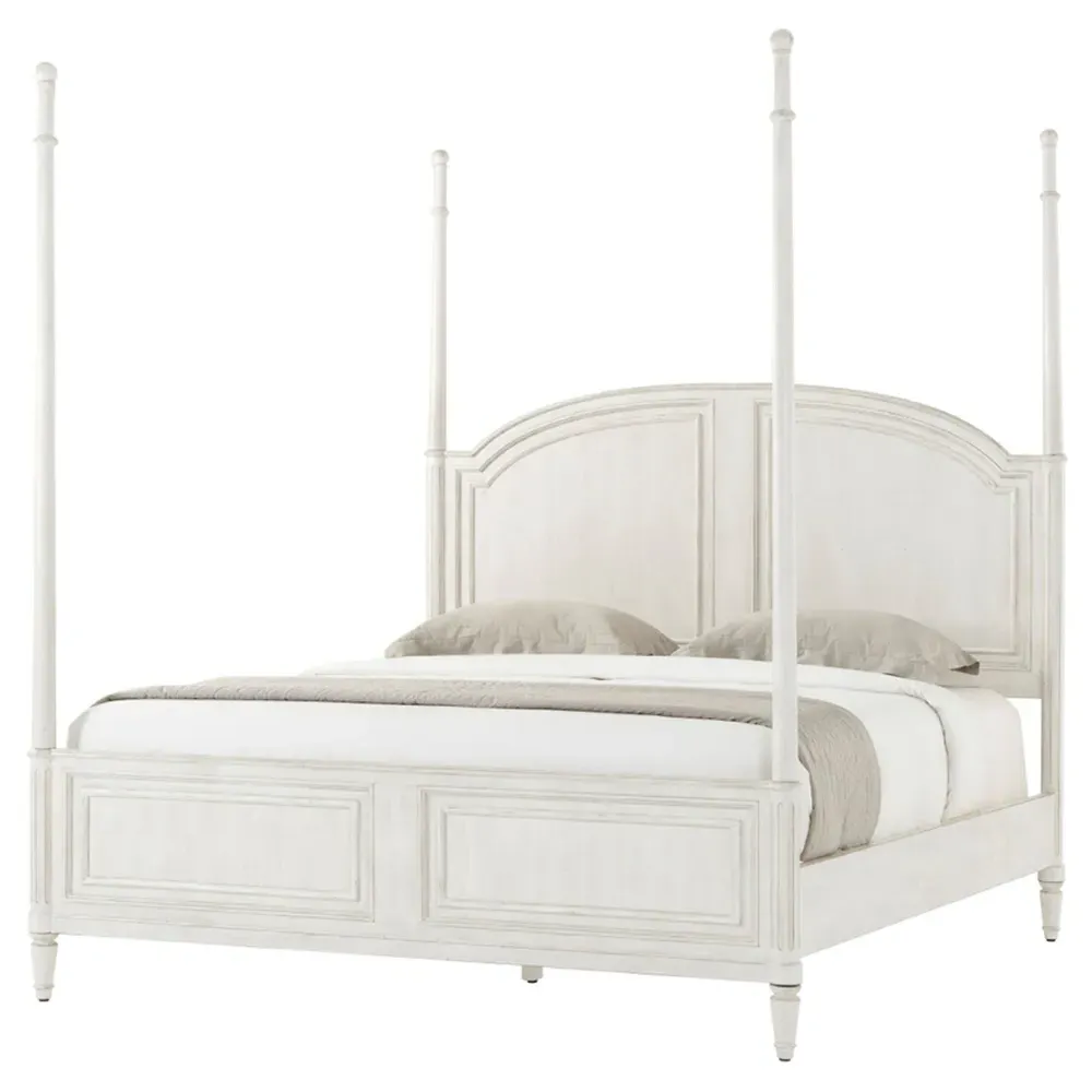 Gemma California King Poster Bed - Distressed White, Maple