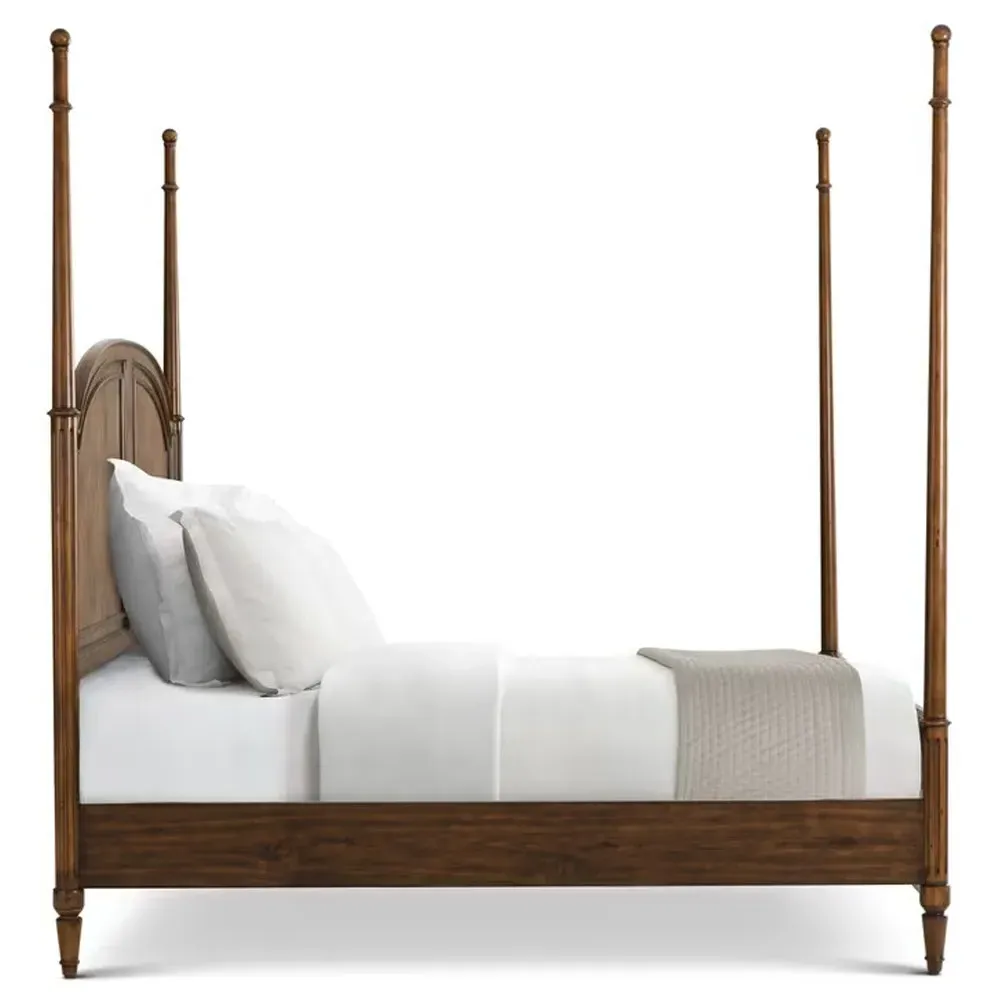 Gemma King Size Four Poster Bed - Distressed Brown, Walnut
