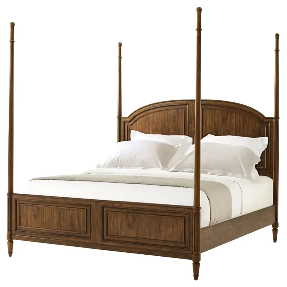 Gemma King Size Four Poster Bed - Distressed Brown, Walnut