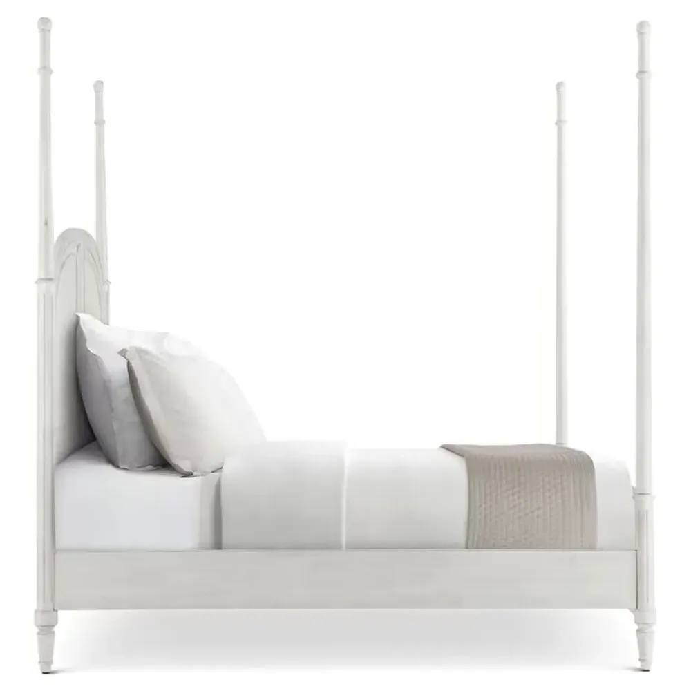 Gemma King Size Four Poster Bed - White, Maple Wood