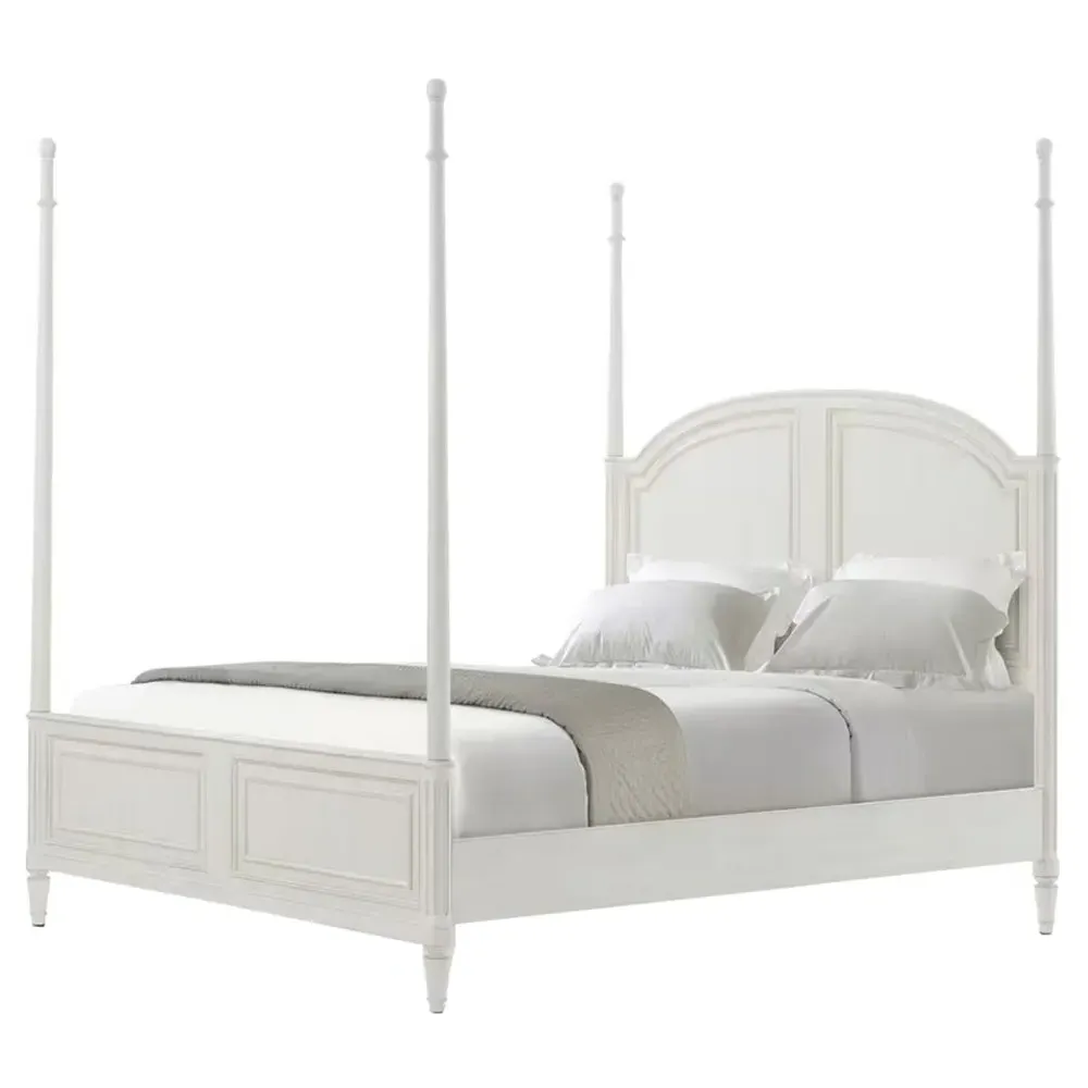 Gemma King Size Four Poster Bed - White, Maple Wood image