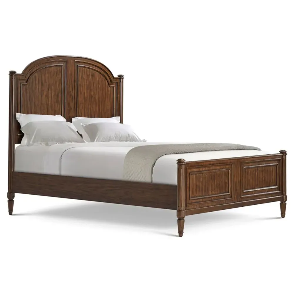 Gemma Queen Size Four Poster Bed - Distressed Brown, Walnut