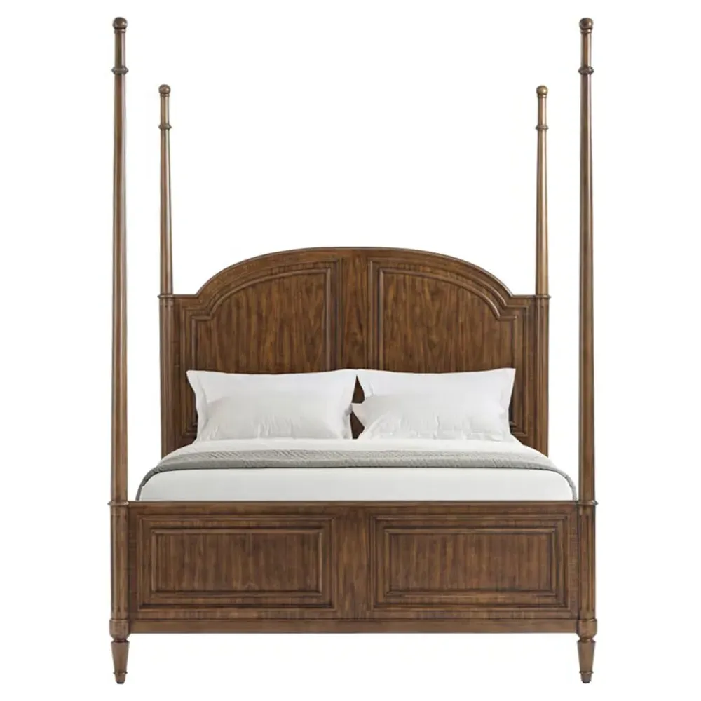Gemma Queen Size Four Poster Bed - Distressed Brown, Walnut image