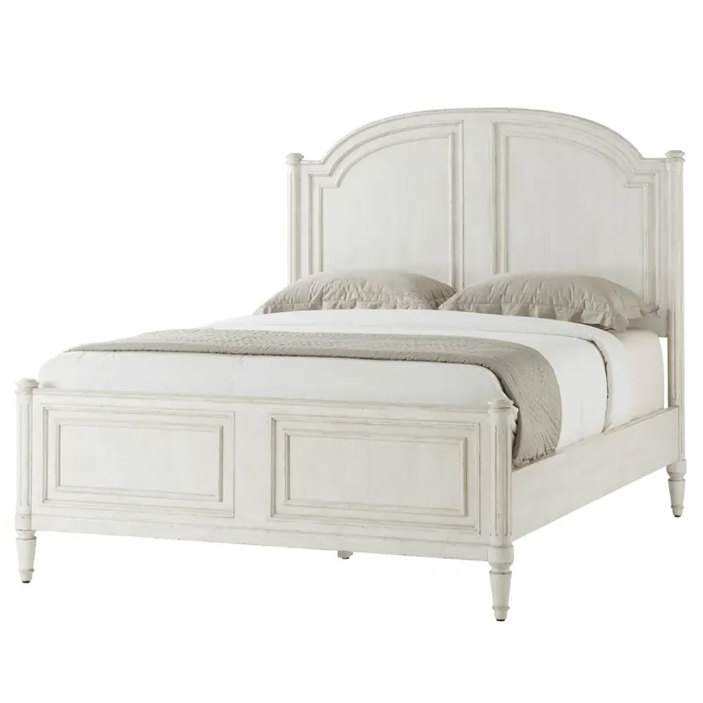 Gemma Queen Size Poster Bed - Distressed White, Maple