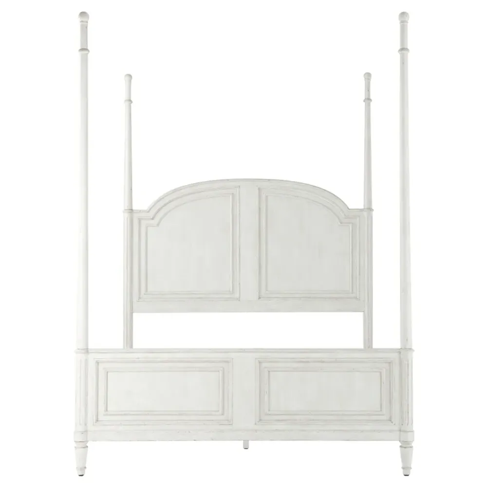 Gemma Queen Size Poster Bed - Distressed White, Maple