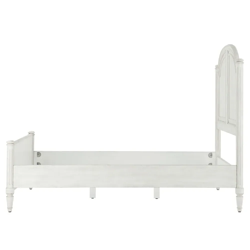 Gemma Queen Size Poster Bed - Distressed White, Maple