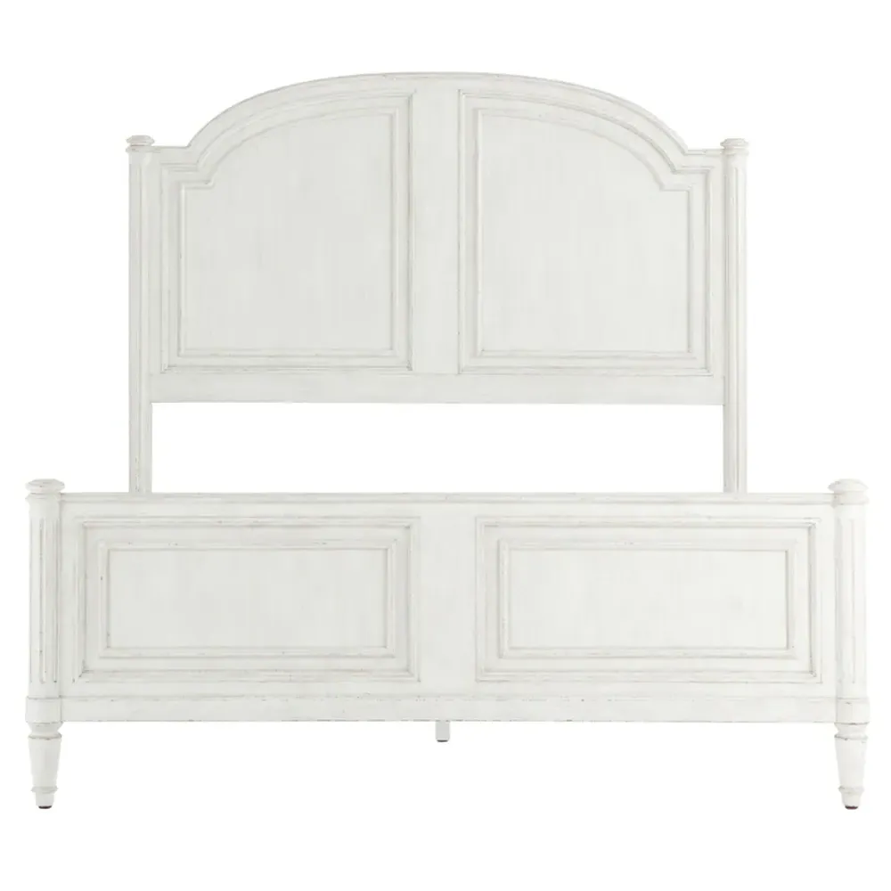 Gemma Queen Size Poster Bed - Distressed White, Maple