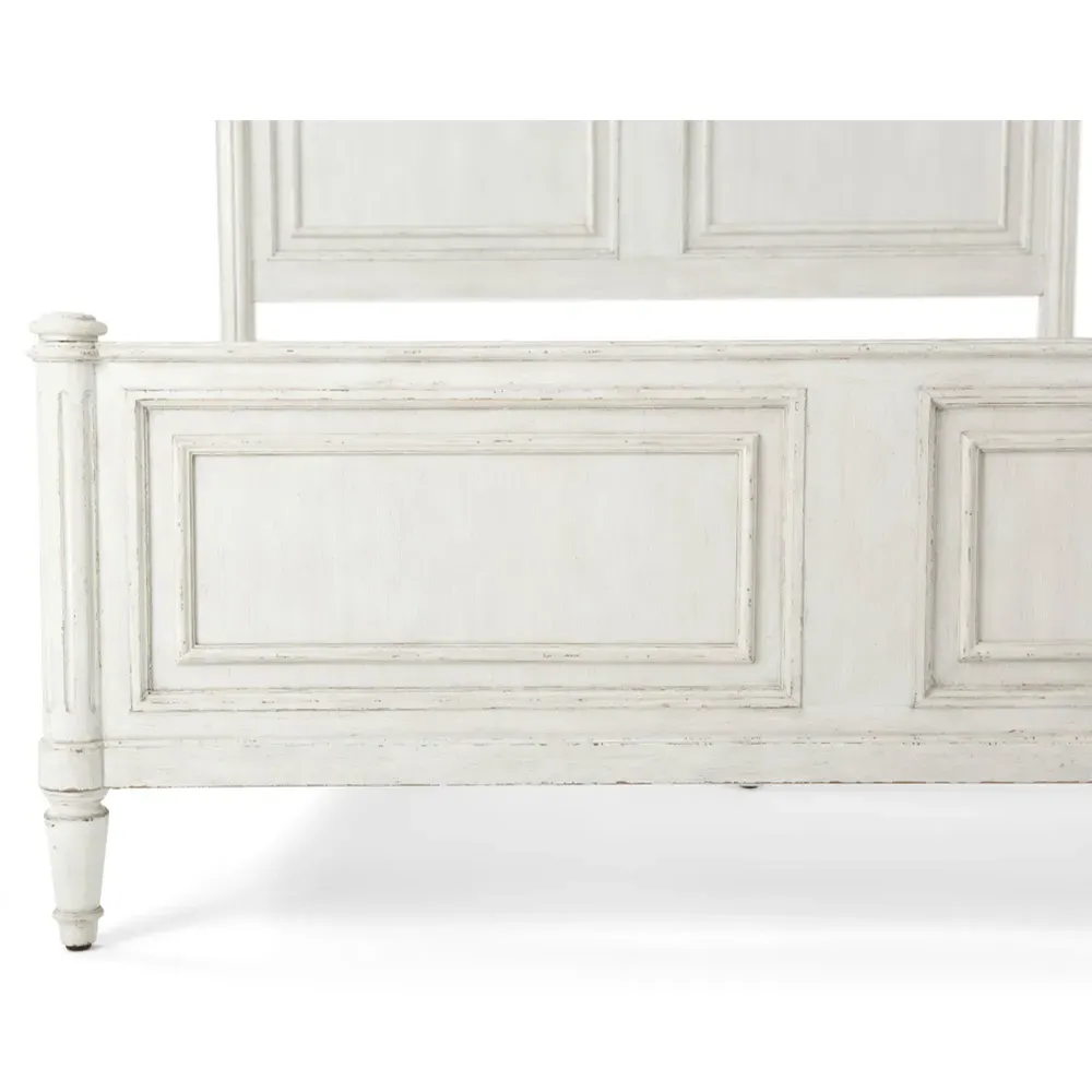 Gemma Queen Size Poster Bed - Distressed White, Maple