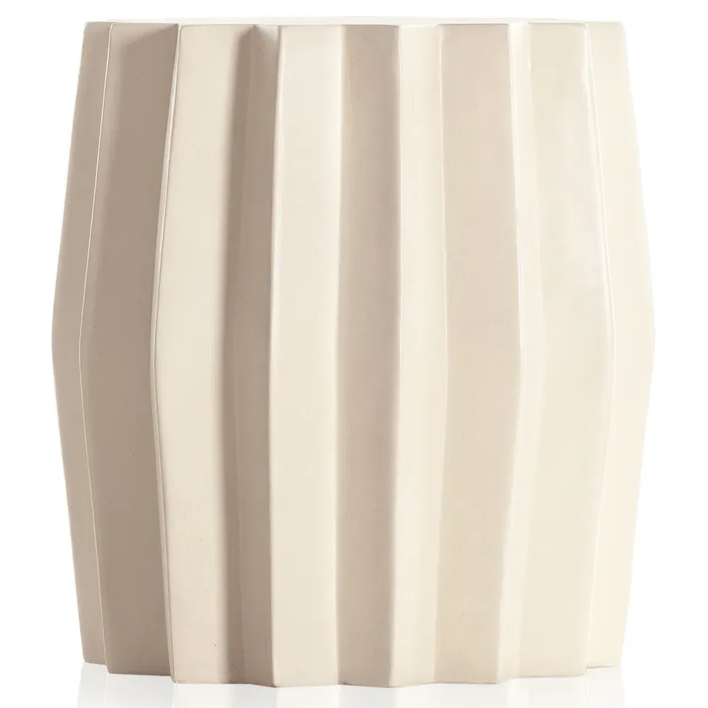 Gemma Round End Table - White, Concrete