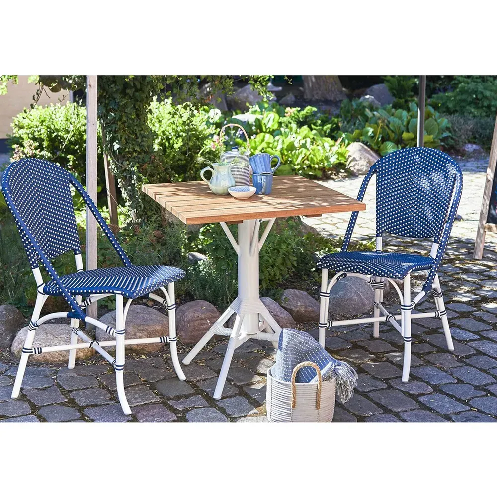 Gene Outdoor Dining Chair - Navy Blue, Faux Rattan