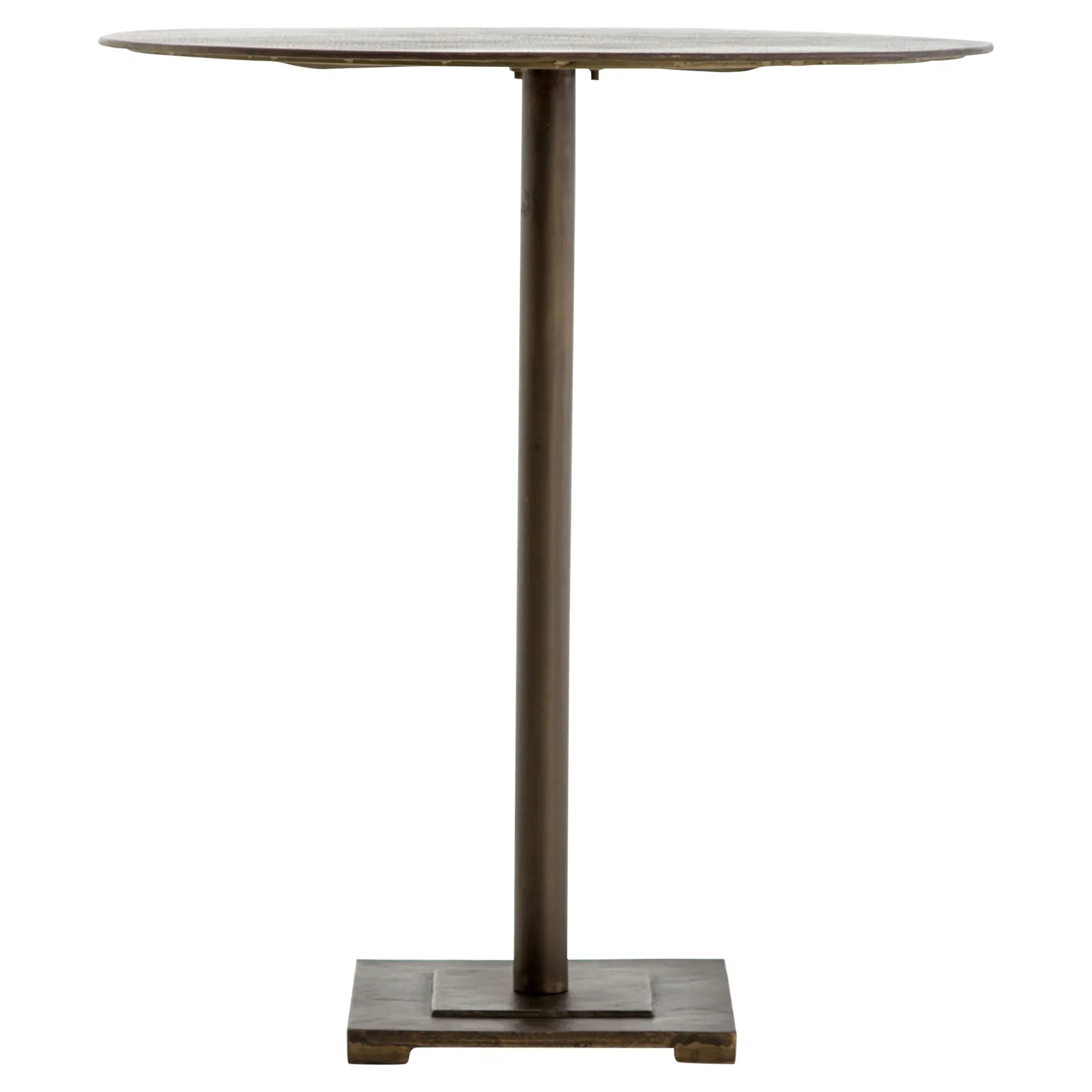 Gene Round Counter Table - Aged Brass, Iron