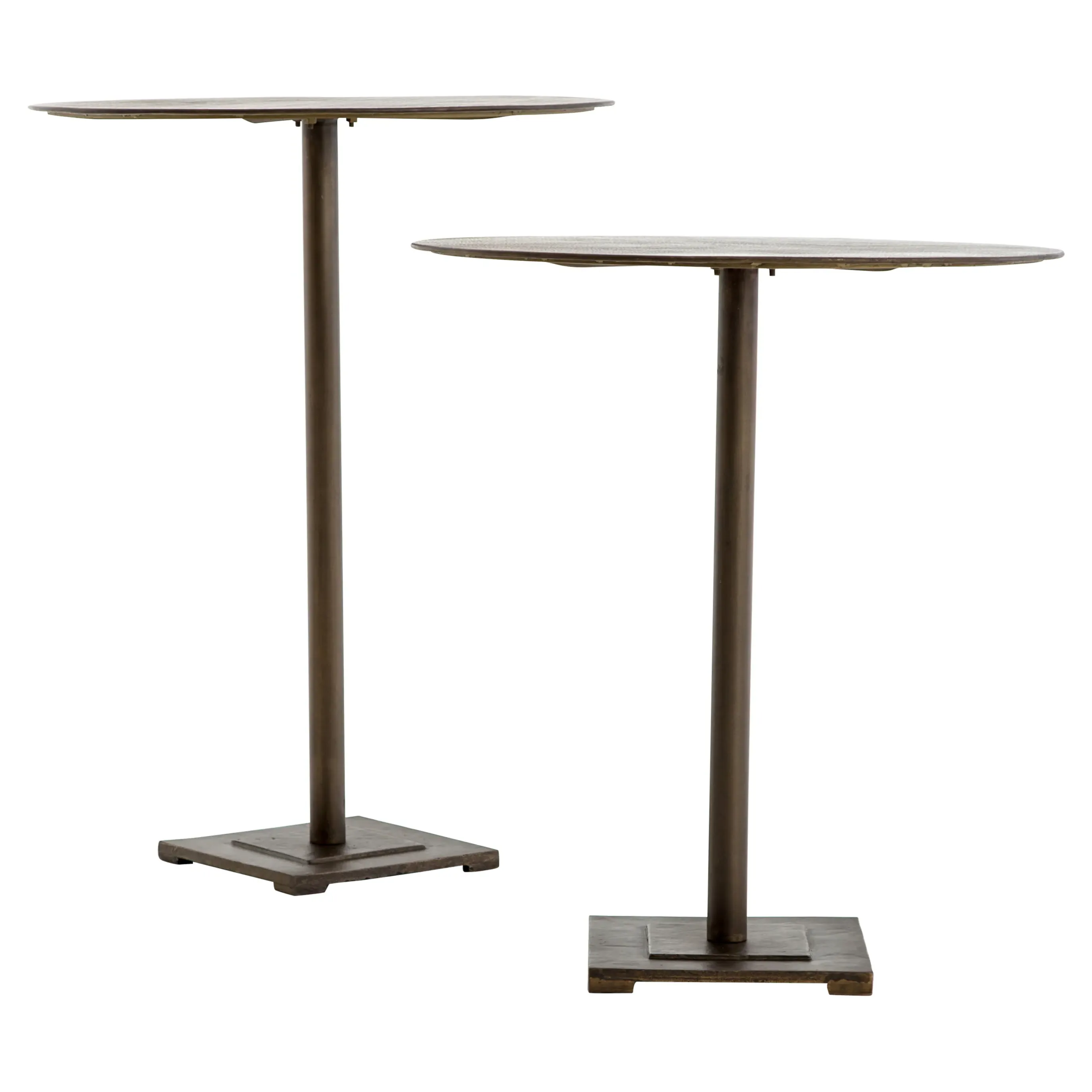 Gene Round Counter Table - Aged Brass, Iron