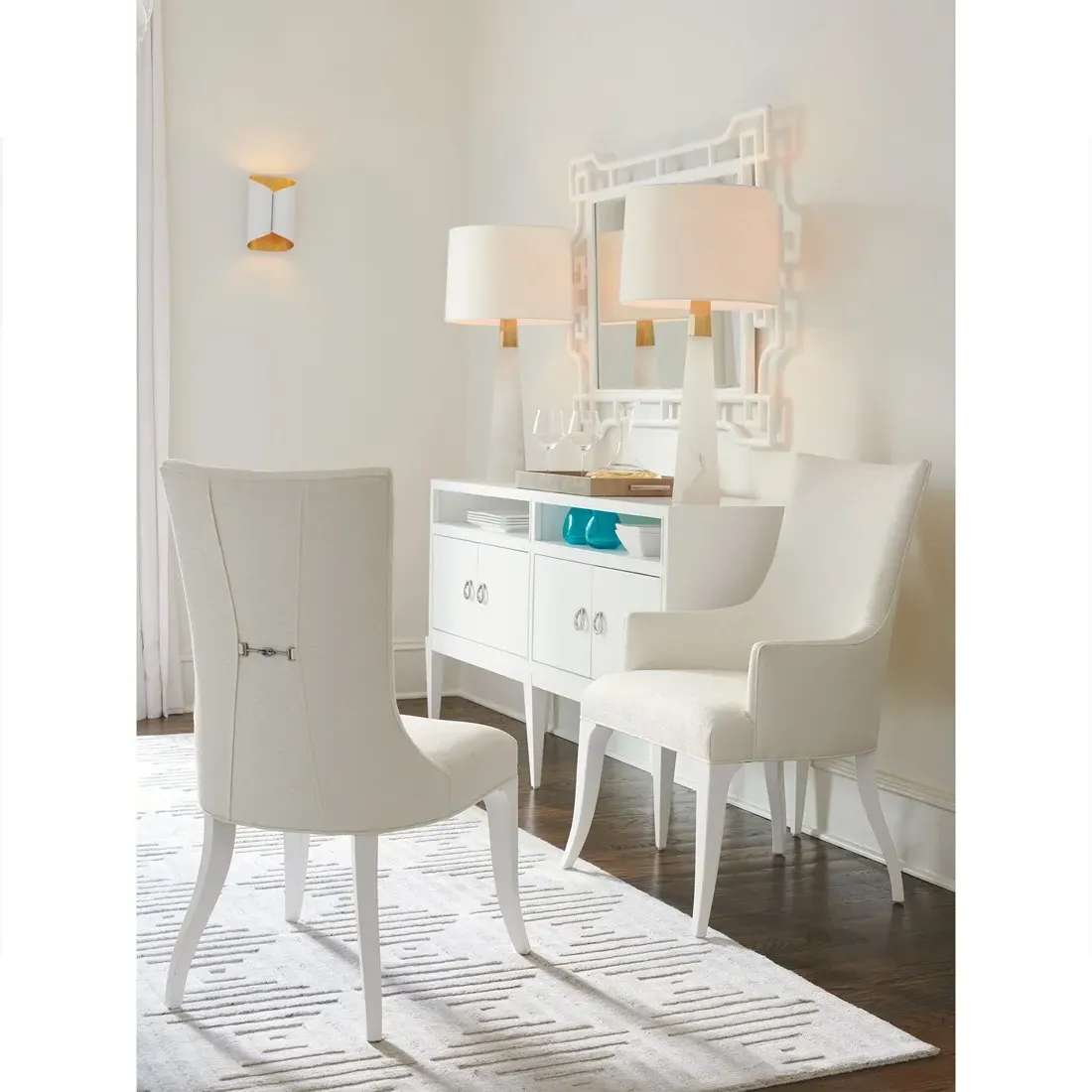 Geneva Dining Arm Chair - White, Maple Wood
