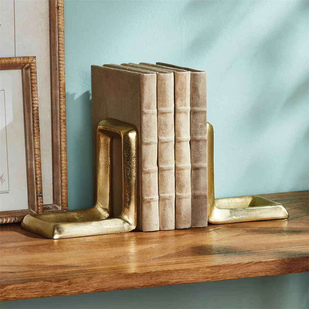 Genevieve Bookends - Gold, Aluminum