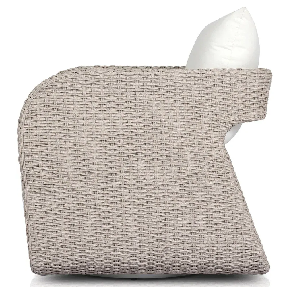 Genevieve Outdoor Swivel Chair - White, Wicker