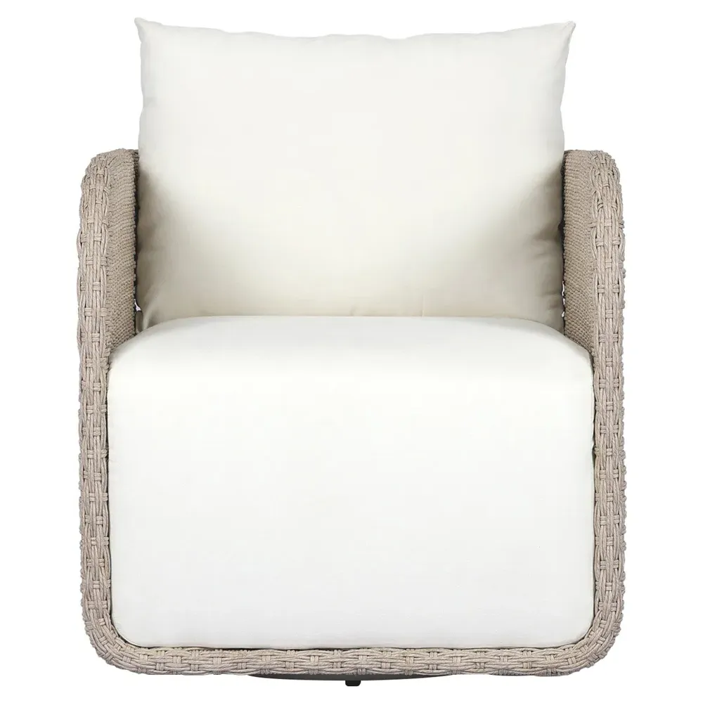 Genevieve Outdoor Swivel Chair - White, Wicker image