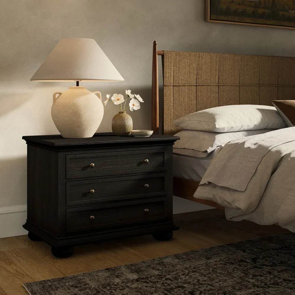 Geoffrey Nightstand - Smoked Black, Oak