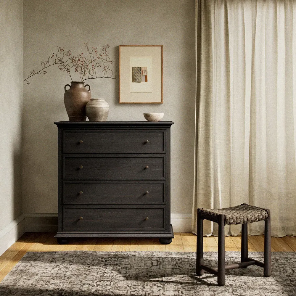 Geoffrey Tall Dresser - Smoked Black, Oak