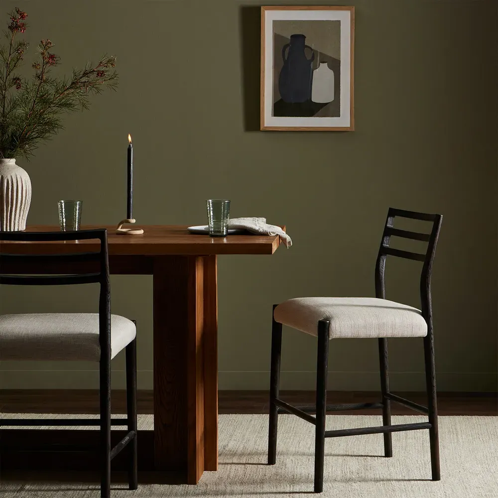 George Counter Stool - Beige, Oak