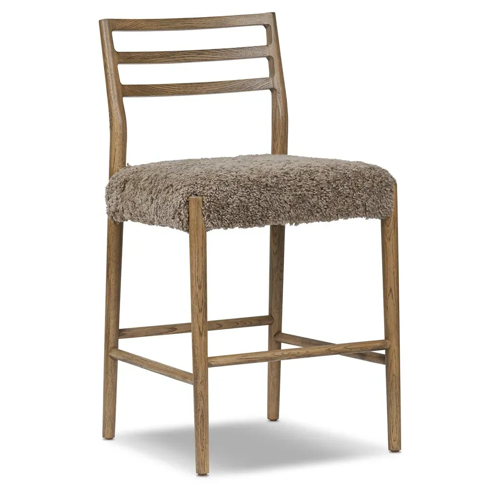 George Ladder Back Counter Stool - Brown, Oak