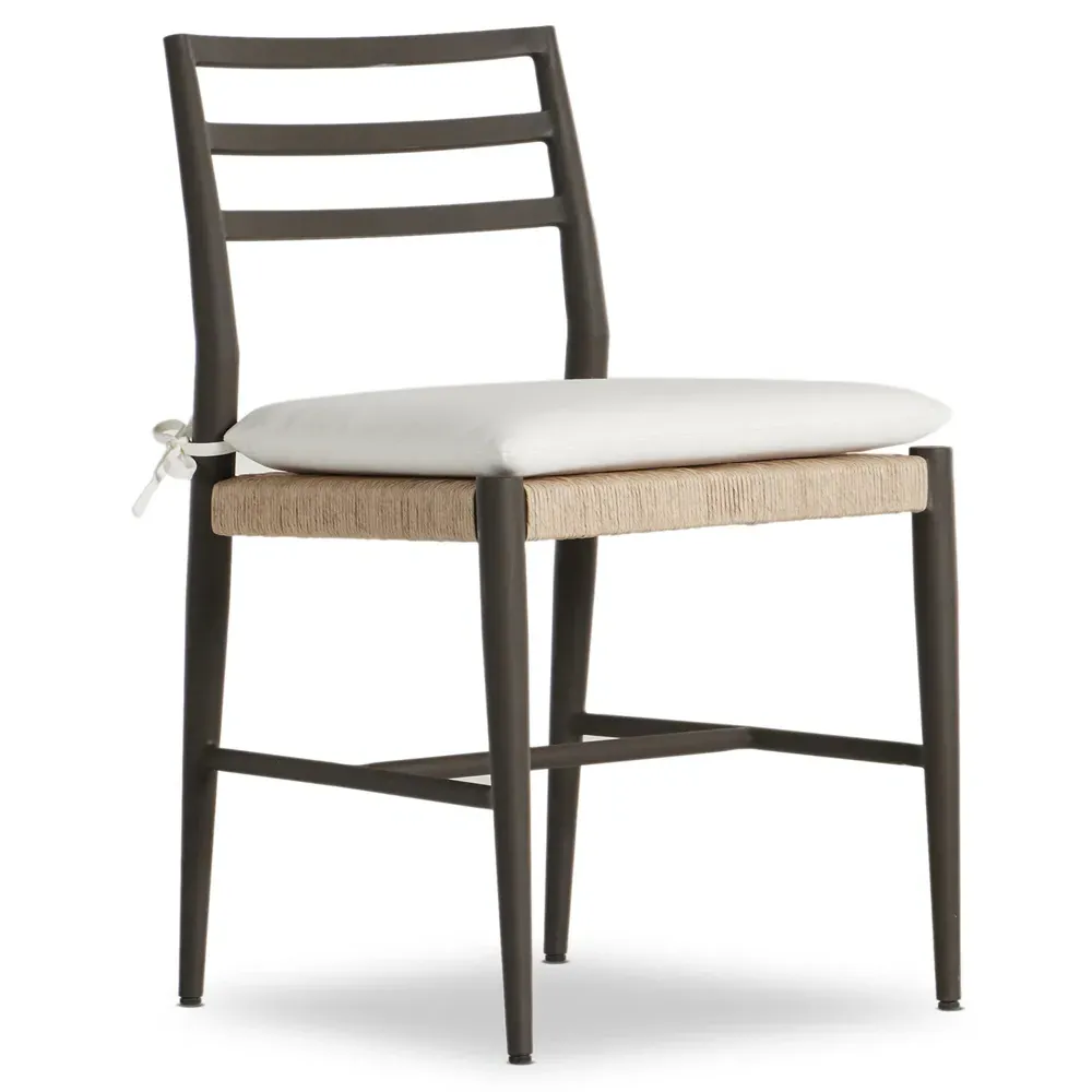 George Mid Century Outdoor Side Chair - White, Wicker