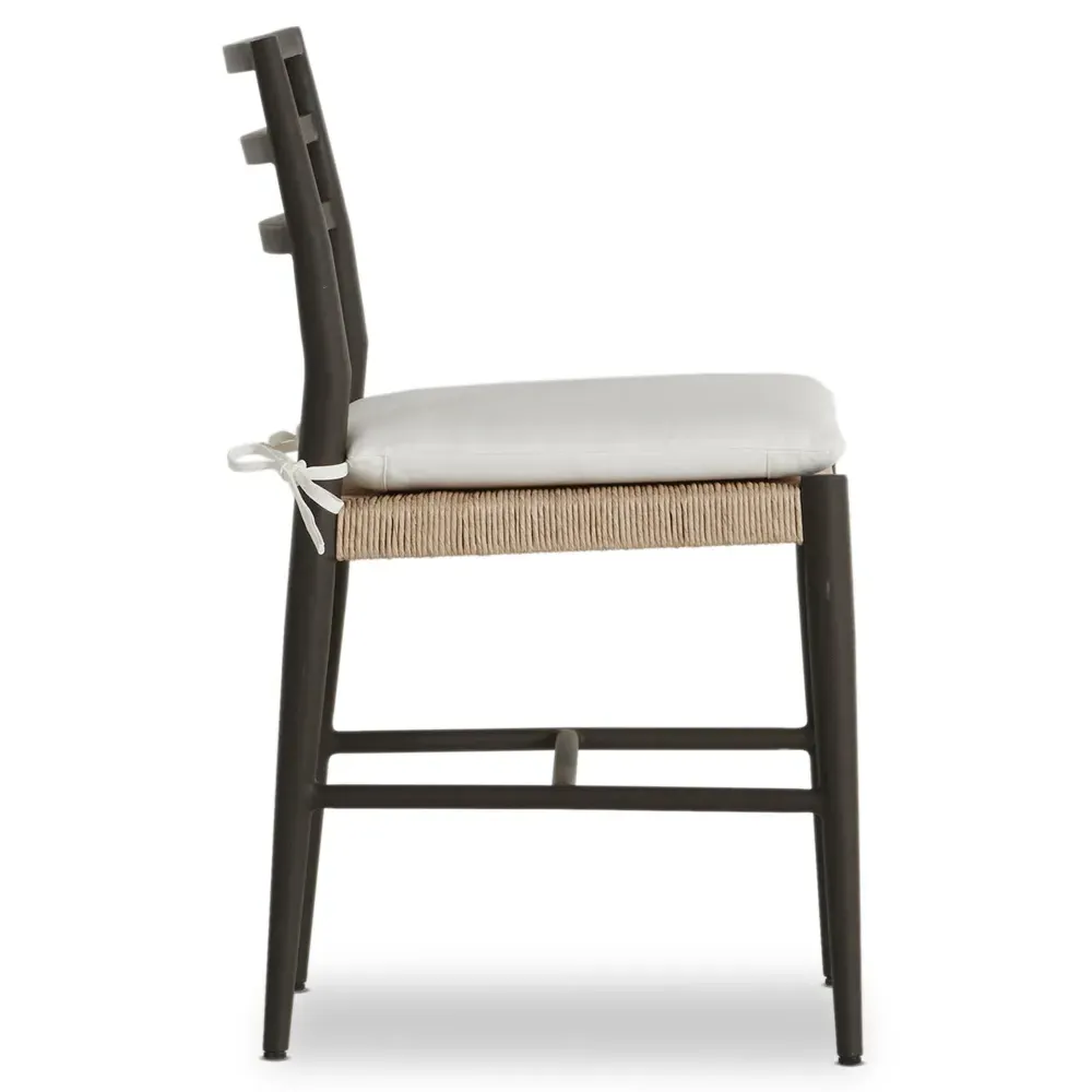 George Mid Century Outdoor Side Chair - White, Wicker