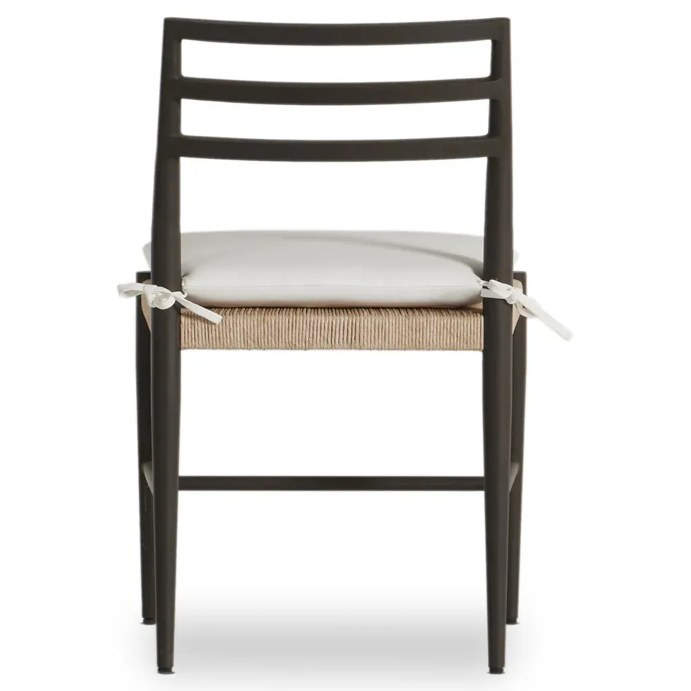 George Mid Century Outdoor Side Chair - White, Wicker