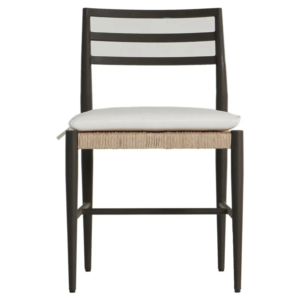 George Mid Century Outdoor Side Chair - White, Wicker image