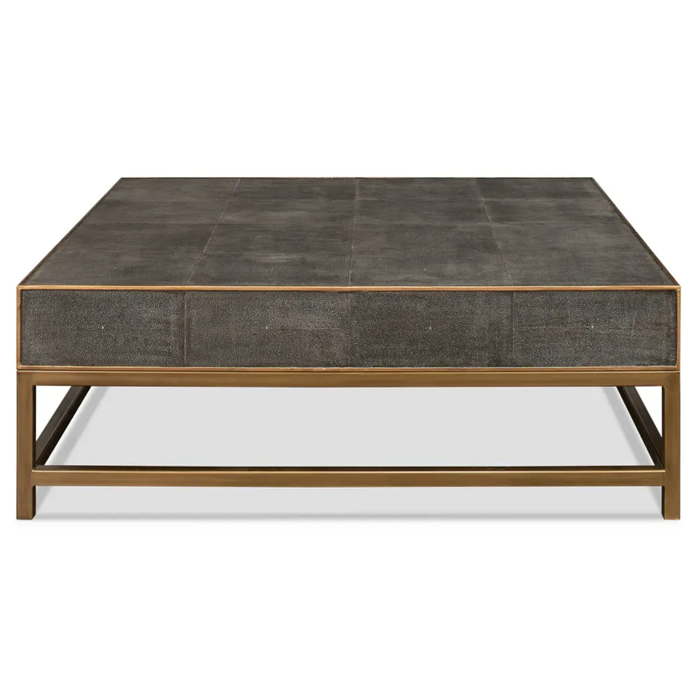 George Regency Square Storage Coffee Table - Grey, Shagreen