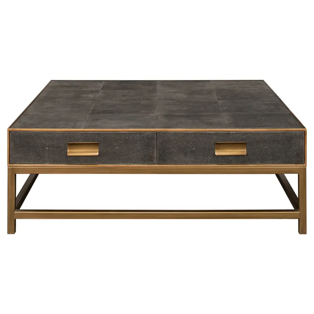George Regency Square Storage Coffee Table - Grey, Shagreen image
