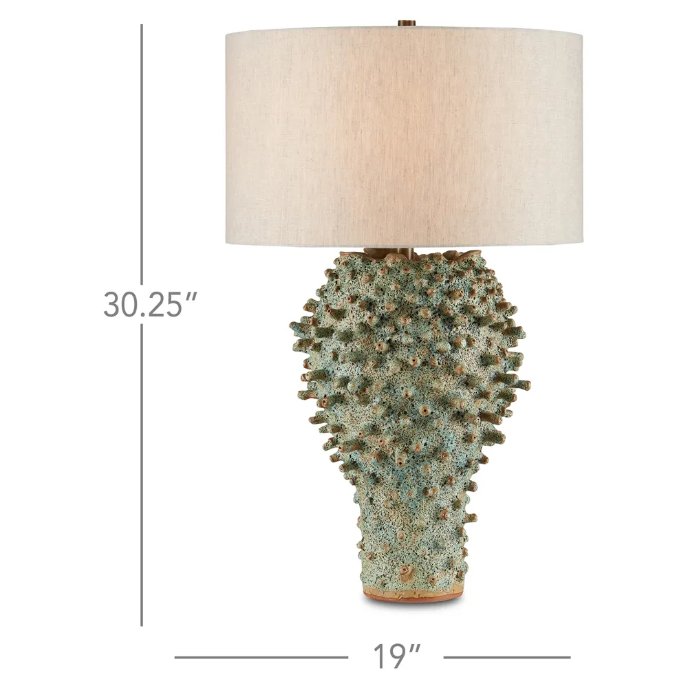George Sea Urchin Bedside Table Lamp - Green, Ceramic