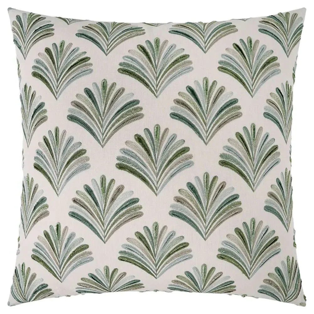 Georgia French Embroidered Throw Pillow - Green, Cotton