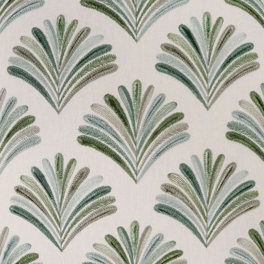 Georgia French Embroidered Throw Pillow - Green, Cotton