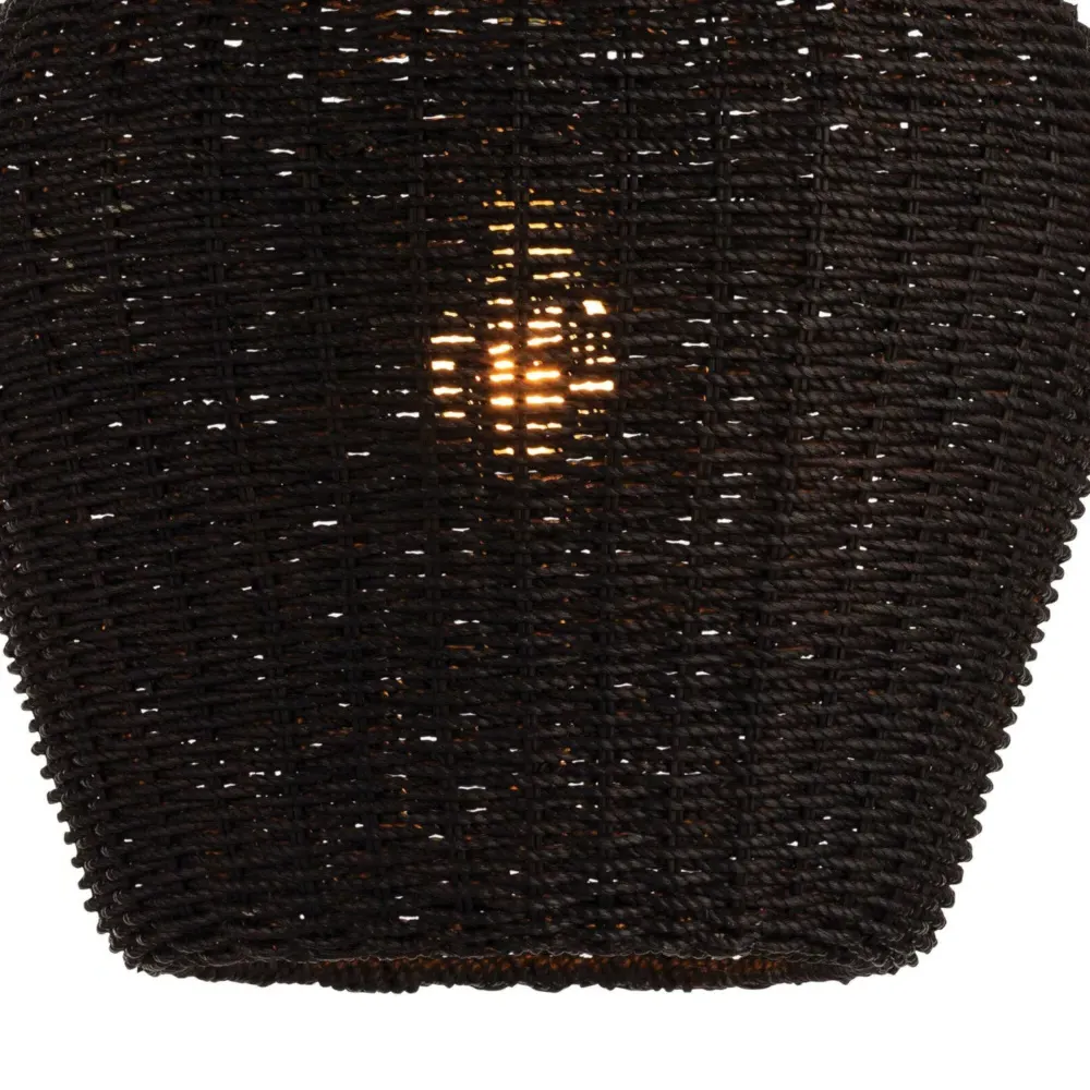 Georgian Woven Single Pendant Light - Black, Rattan