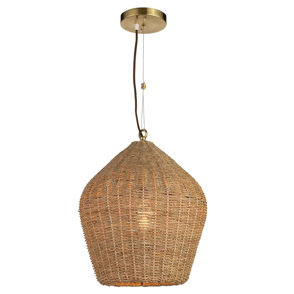 Georgian Woven Single Pendant Light - Natural, Rattan