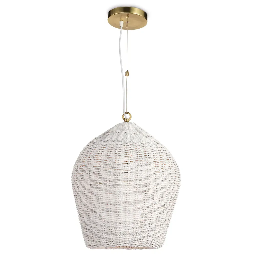 Georgian Woven Single Pendant Light - White, Rattan image