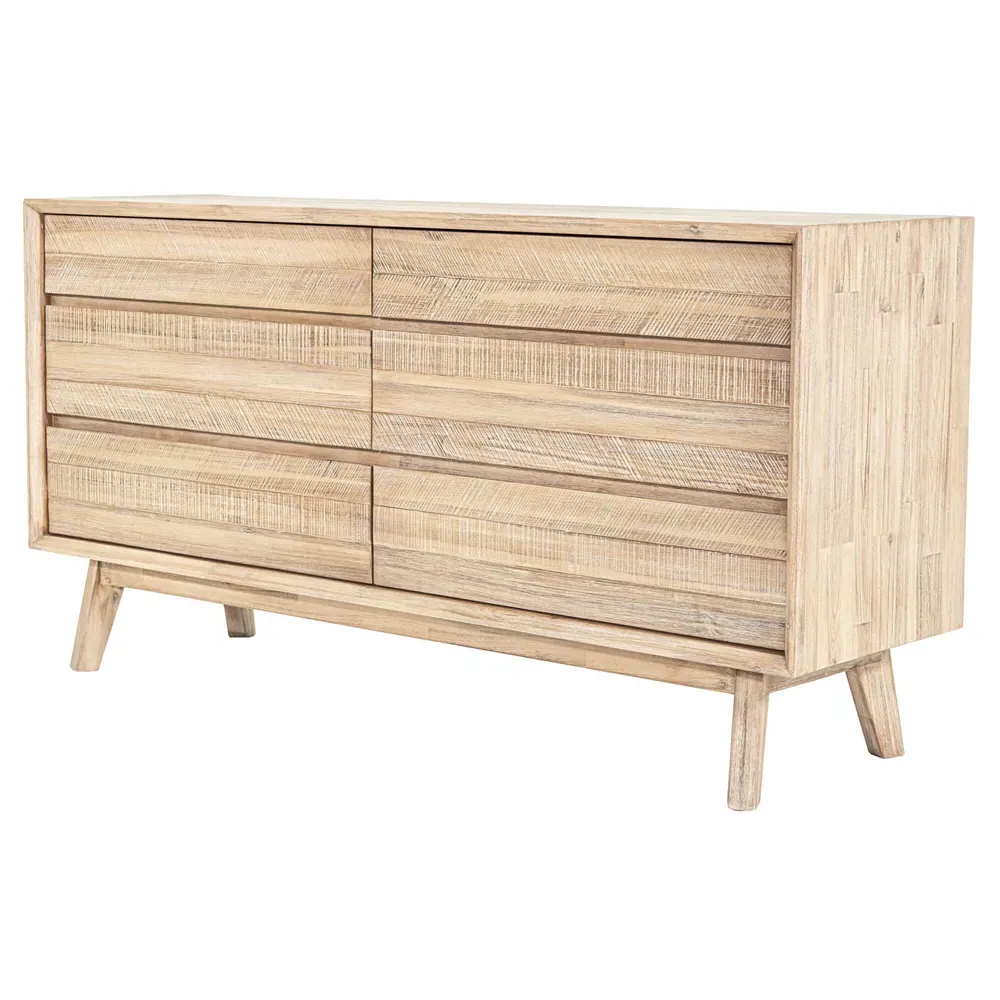 Gerald 6 Drawer Dresser - Light Brown, Acacia Wood