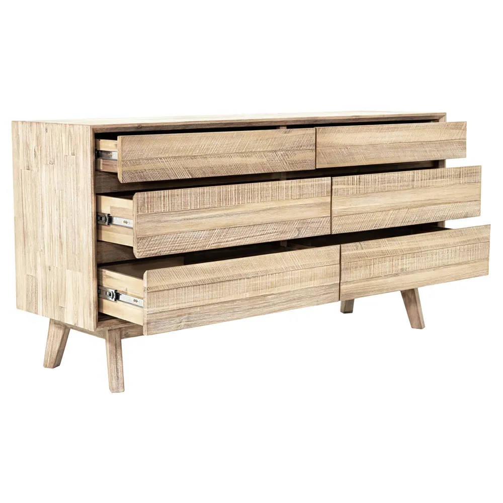 Gerald 6 Drawer Dresser - Light Brown, Acacia Wood