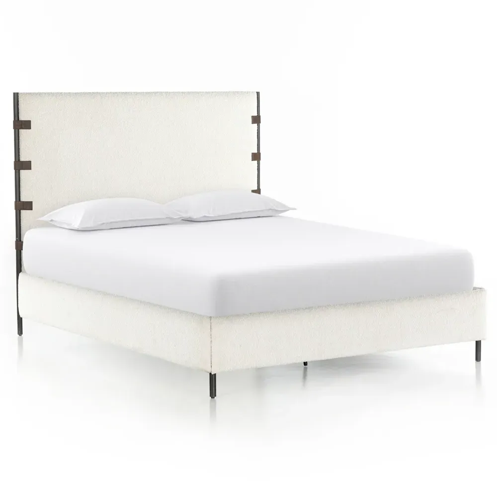 Gerald King Size Bed Frame - Cream, Boucle
