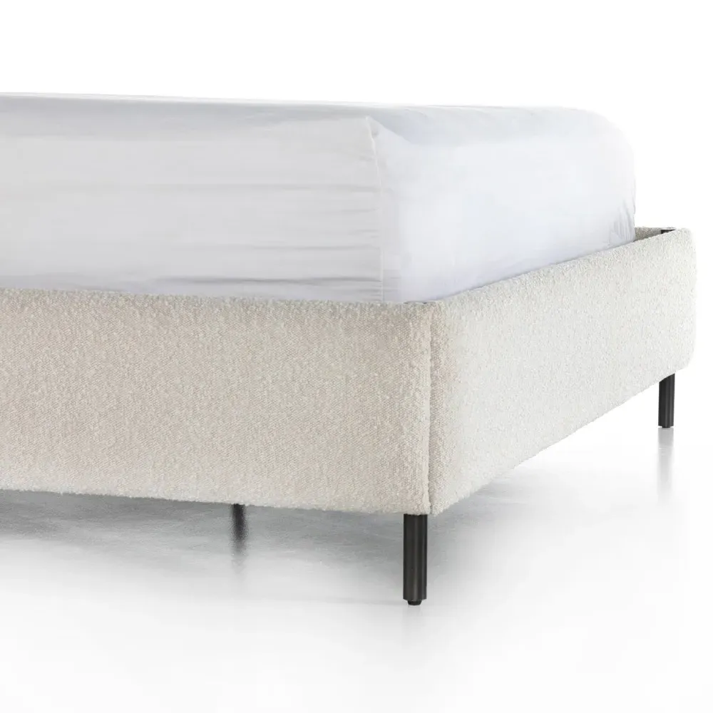 Gerald King Size Bed Frame - Cream, Boucle