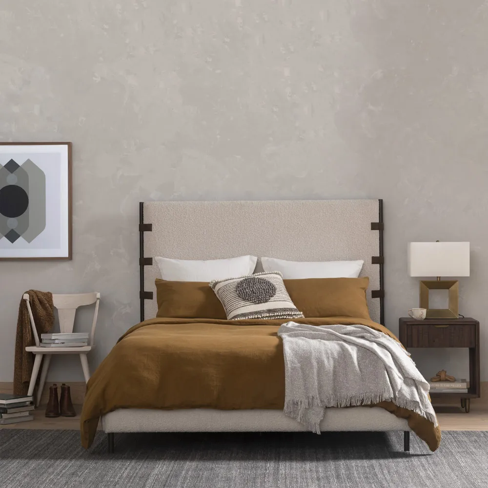 Gerald King Size Bed Frame - Cream, Boucle